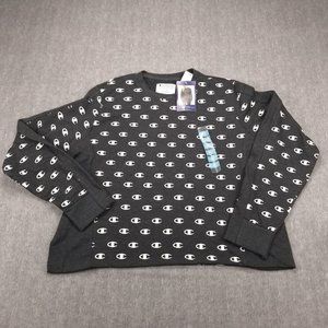 Champion Black Crew Sweatshirt with C Logo Size XL